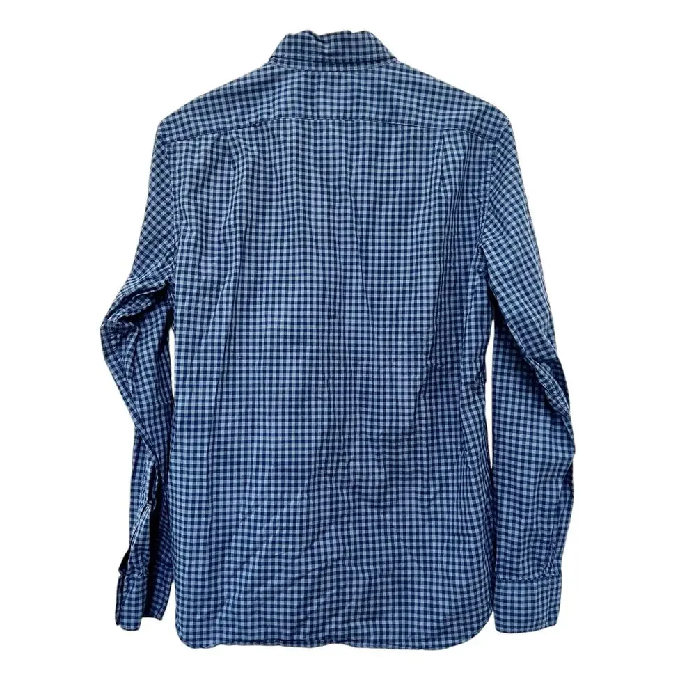 J. Crew Blue Plaid Flex Washed Slim Long Sleeve Button Down Sz M